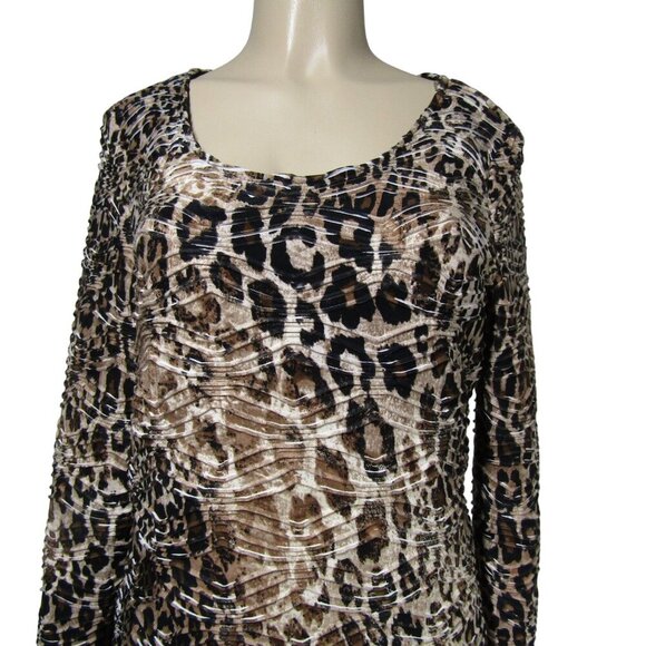 LEOPARD NWT Animal Print Safari Cheetah Textured Mob Wife knit Career Dress L - Picture 2 of 11